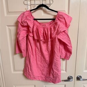 VTG 90s Bis California Gene Ewing Off the Shoulder Ruffle neck Tunic Top